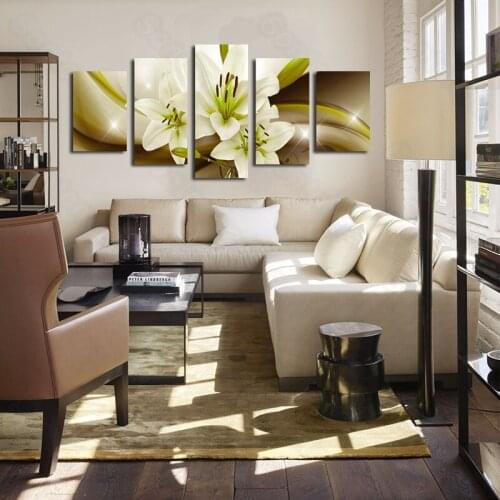 Light Luxury Lily Flower Decorative Painting Simple Style Modern Golden Pattern Porch Living Room Corridor Study Room Hotel