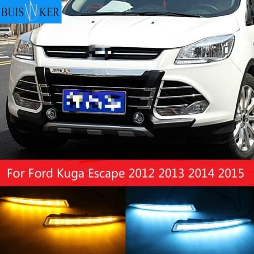 2Pcs/set LED DRL Daytime Running Lights For Ford Kuga Escape 2012 2013 2014 2015 With Turning Signal Lamps