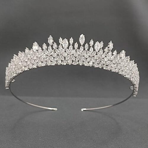 Full 5A Zirconia Wedding Tiara,Crystal Bride Tiaras for Bride,Prom,Party Head Accessories FK33692