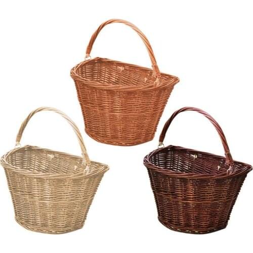 Bike Handwoven Basket Detachable Water Resistant Bicycle Front Handlebar Crate Universal For Boys Girls Bikes Wicker Basket