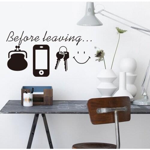Before leaving vinyl wall decal prompt diy art mural removable wall stickers home decor living room doorway
