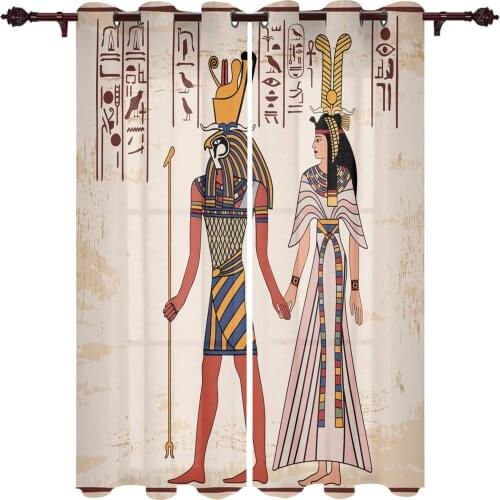 Ancient Egyptian Culture Window Curtains Kids Room Living Room Curtain Panels Valance Curtains for Kitchen
