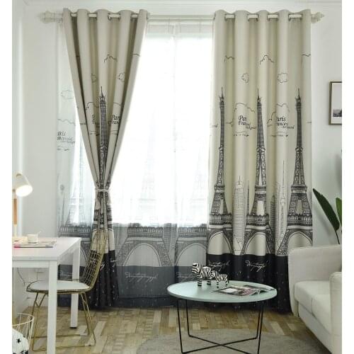 Black Tower Curtain for Boy Kid Room Cartoon Blackout Curtain for Window Bedroom Sheer Fabric Drape Custom Made T&288#30