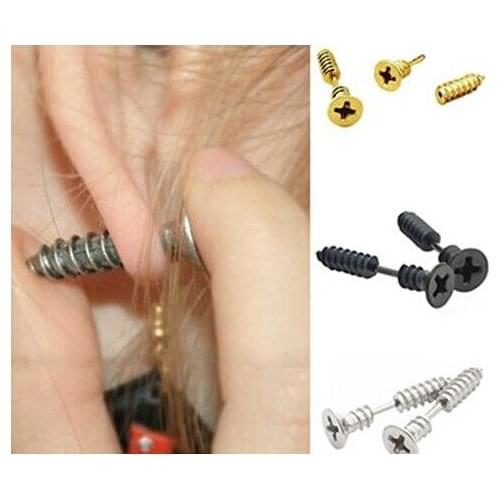 TE690 Color Single Fashion Unisex Fine Stainless Steel Whole Screw Stud Earrings For Men Women Novelty Item