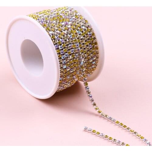 10 Yard/Roll SS6-SS18 Shiny Crystal Rhinestone Chain Sew-On Glue-On For Clothes Jewelry Apparel Accessories Trim Cup Chain