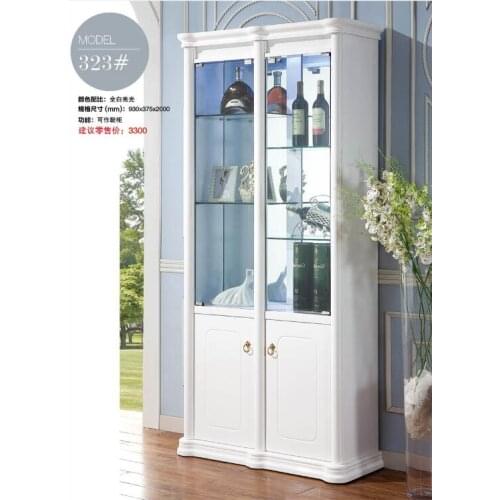 323# Living room furniture white display showcase wine cabinet living room cabinet