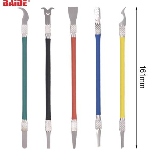 5 in 1 IC BGA Chip Repair Kit with Handle for iPhone Motherboard CPU Remover Glue Cleaning Mobile Phone Repair Tools 100set/lot