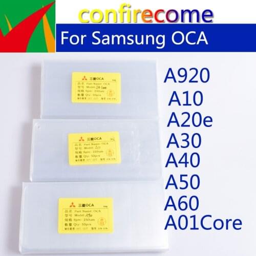 50pcs/Lot OCA Optical Clear Adhesive For Samsung Galaxy A920 A10 A20e A30 A30 A40 A50 A60 A01 Core For Mitsubishi Film OCA Glue