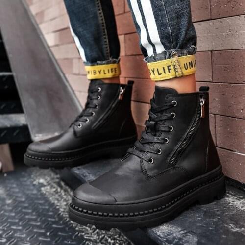 FIXSYS Brand Winter Warm Men Cowboy Boots Genuine Leather Fur Military Boots High Quality Safty Work Boots Man Plush Riding Boot