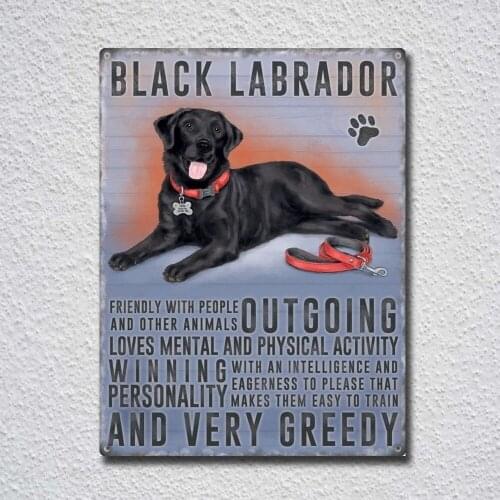 Black Labrador Vintage Tin Sign Metal Sign Metal Poster Metal Decor Metal Painting Wall Sticker Wall Sign Wall Decor