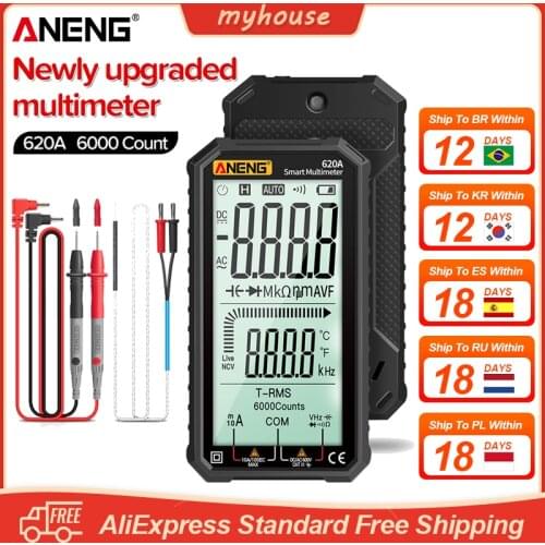 ANENG Digital Multimeter 620A LCD 6000 Counts DC AC Current Voltage Capacitance Ohm Diode Multimetro NCV Hz Live Wire Tester