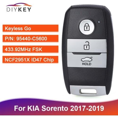 DIYKEY 95440-C5600 95440C5600 for KIA Sorento 2017 2018 2019 Keyless Go Smart Remote Car Key Fob 3 Button 433MHz with ID47 Chip
