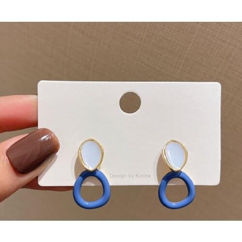 Elegant temperament blue irregular contracted geometry earring 2021 Korean new fashion woman earrings party jewelry gift