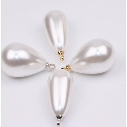 Eruifa 10pcs High Quality Cream Tear Plastic Pearl Beads Charms Pendant Jewelry DIY Earring Necklace