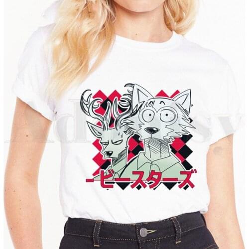 Cartoon Anime Manga Legoshi Beastars Wolf Deer Short Sleeve Female Tops Tees Harajuku VintageT Shirts Womens T-shirt