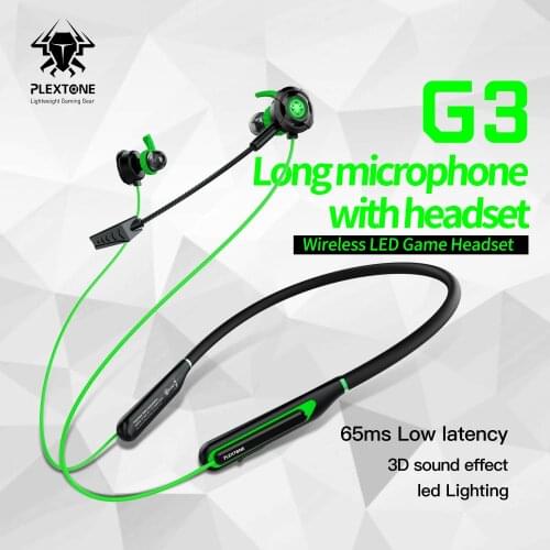 PLEXTONE G3 Gaming Headset Bluetooth in-Ear with Mic Earphone,65ms Low latency Mode LED Light for Mobile phone,PC