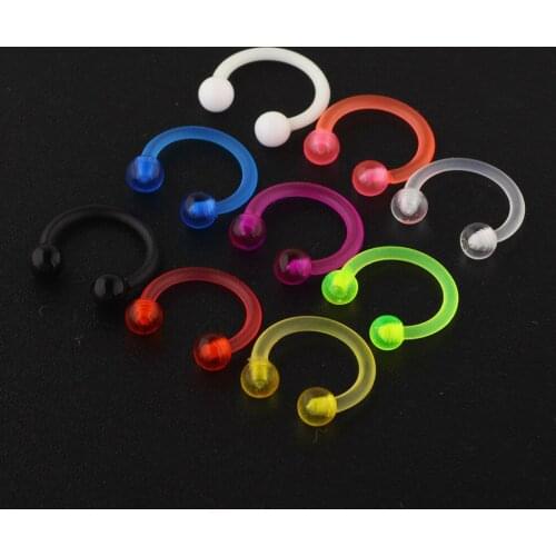 JUNLOWPY 16G Nose Hoop Rings Studs Tragus Cartilage Acrylic UV Helix Ear Lip Eyebrow Body Piercing Jewelry for Women 200/500pcs