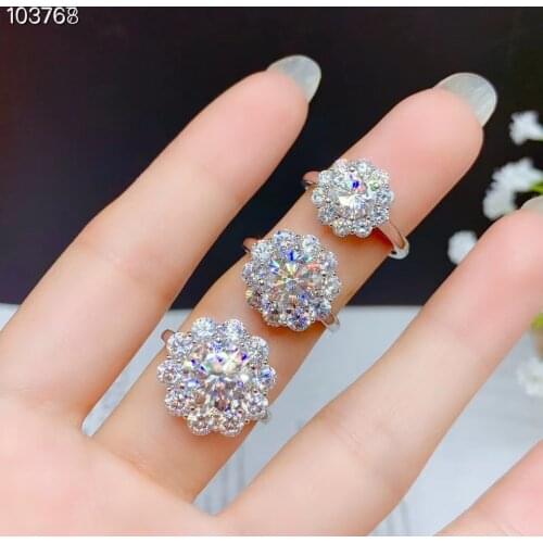 Crackling moissanite gemstone ring for women jewelry engagement ring for wedding 925 sterling silver ring birthday New Year gift