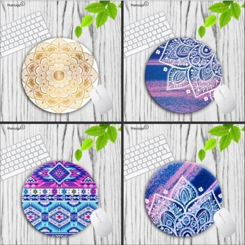 Mairuige Indigo Flowered Mandala Top Selling luxury Print Laptop Gaming Lockedge Mice Comfort Round Gaming Mouse pad
