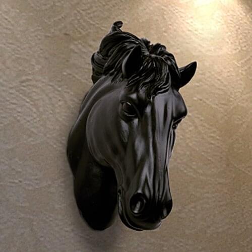 Living Room Wall Decorations Horses Head Wall Hangin 3D Animal Decorations Art Sculpture Figurines Resin Craft Home
