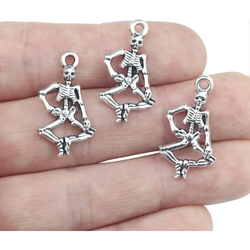 20 Pieces 15*26mm Newest Style Antique Silver Color Skeleton Wicca Charms Pendant For DIY Jewelry Making