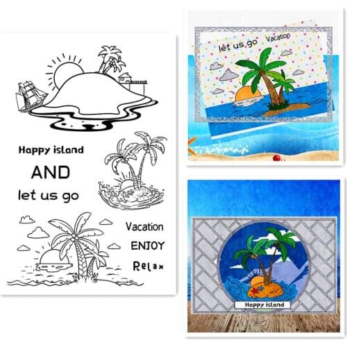 11x16cm Beaches coconut palms Transparent Silicone Rubber Clear Stamps cartoon Scrapbooking/DIY Easter Childrens toys album