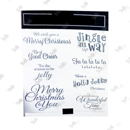 Christmas HOLLY JOLLY WISHES Stamps Scrapbook Dariy Decoration Stencil Embossing Template Diy Greeting Card Maker Albums