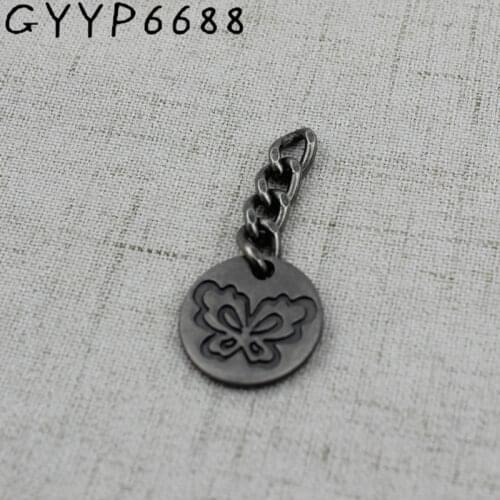 Old silver Customize Leather Bag Round Tags chain Leather Luggage tags Personalized baggage tag Customized