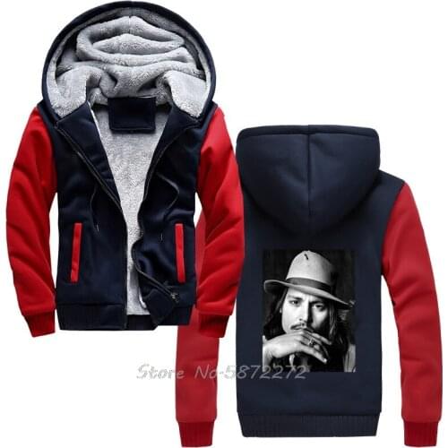 Johnny Depp Men Unisex Or Men Fitted Hoodie Jack Sparrow Caribbean Pirate Men Winter Thicken Keep Warm Sweatshirt Harajuku