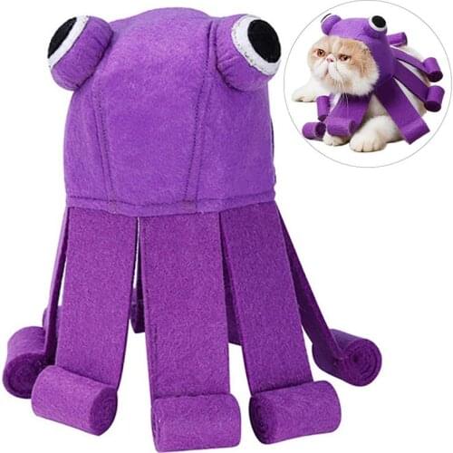 1PC Funny Cosplay Pet Dog Cat Hat Costume Warm Octopus Mane Wig Cap For Cat Kitten Halloween Dress Up Headgear Accessories