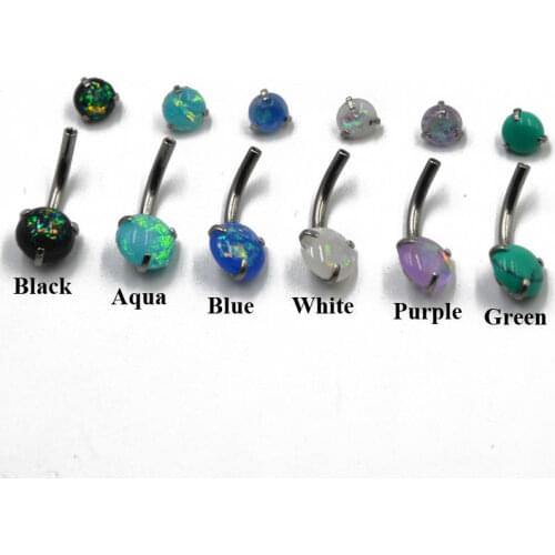 1 PC CHUANCI Sythetic Opal Stone Piercing Belly Button Navel Ring Body Jewelry Stud 14g
