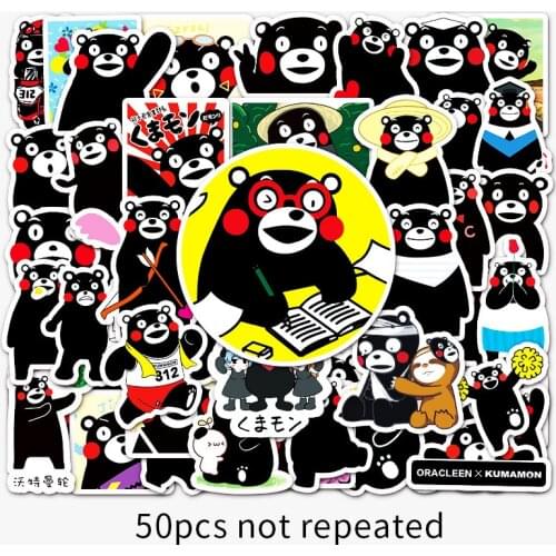 10/50pcs Cute Kawaii Black Kumamon Bear Sticker Japan Cartoon Animal Adesivos Paper For Decoration Diary Notebook Kids Girl Gift