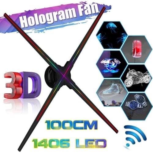 100cm 3D Fan Hologram Projector 1024Beads 1406beads HDMI Advertising Display Hologram Fans Holographic Imaging Player Light Tool