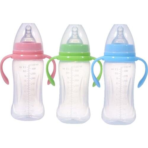 330ml Design Baby Feeding Bottles PP Plastic Wide Mouth Baby Bottle Diaper Kids Straw Cup Drinking Bottle Sippy Cups With Handle