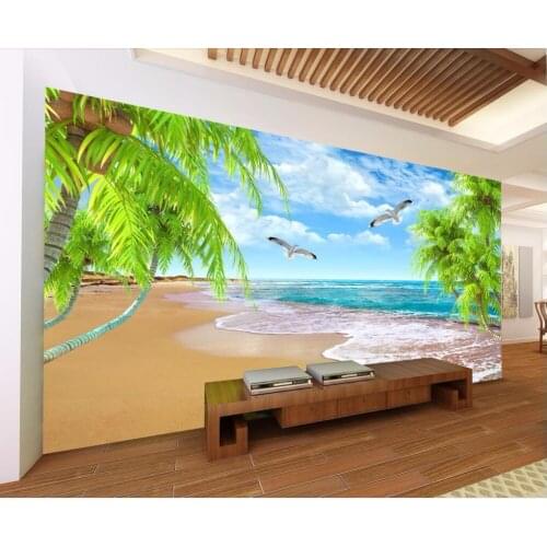 Custom photo 3d room wallpaper Cool summer coconut tree TV background wall improvement 3d wall murals wallpaper for walls 3 d