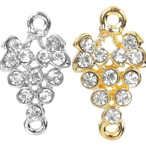 20*13mm Silver Gold Color Rhinestone Grape Charms Pendants Jewelry Making Diy Charm Handmade Crafts