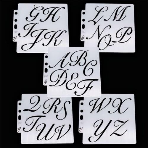 5pcs letter scrapbook stencils spray plastic mold shield DIY cake hollow Embellishment printing lace ruler valentine