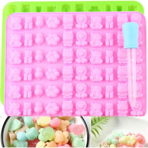60 Cavity Cartoon Silicone Mold Animal Lion Bears Paw Gummy Candy Chocolate Mold Ice Cube Tray Jelly Molds Cake Decorating Tools
