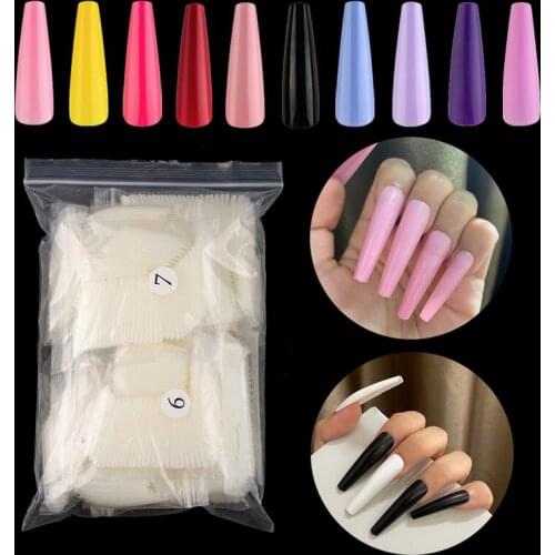 600pcs New Set Candy Pure Color Super Long Press on Nails Full Cover Ballerina Nail Tips 0-11size Acrylic for Nails DIY Beauty