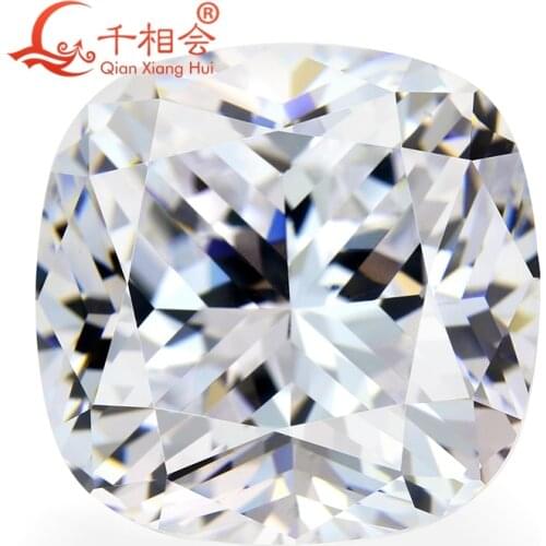 6A white color cushion shape cubic zirconia loose cz stone from qianxianghui