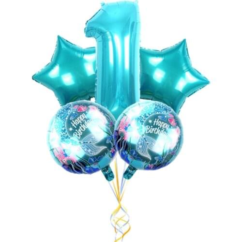 Mermaid Foil Balloons 0 1 2 3 Years Birthday Supplies Lovely Mermaid Birthday Party Decoration Girls' Gift Kid Faovr Decor