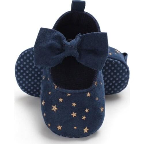 Newborn Baby Girl Flower Sneakers Toddler Cotton Bow Casual Shoes Infant Little Girls Princess Sequin Stars Leather Shoes 0-18Ms