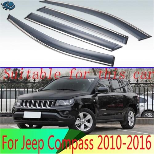 For Jeep Compass 2010-2016 Plastic Exterior Visor Vent Shades Window Sun Rain Guard Deflector 4pcs