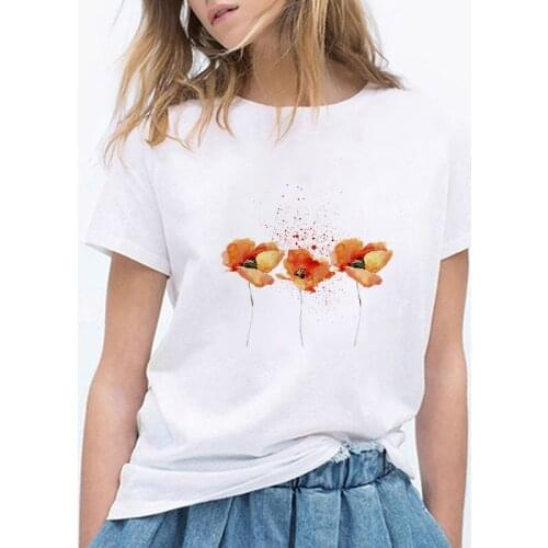 Summer T-shirt Aesthetic Flower graphic t shirt Ladies Fashion Top Female Casual Tees Short Sleeve t-shirt Women t shirt women