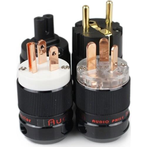 Frozen Audiophile 4N Red Copper HIFI Audio Power Cord Plug US/EU/AU Version & IEC Connector