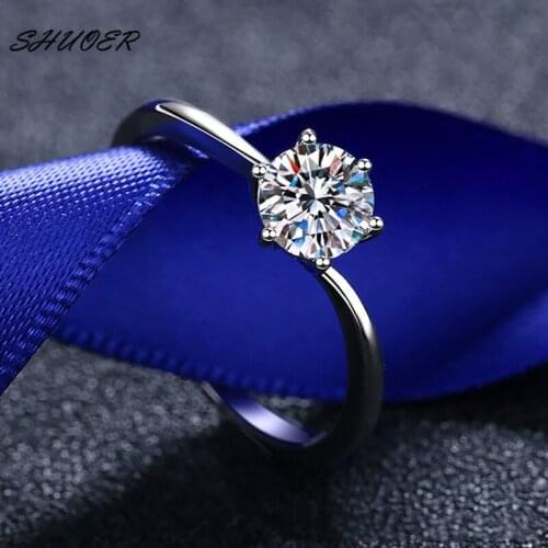 Classic 925 Sterling Silver Brilliant Cut 0.8 Carat Pass Diamond Tester D Color Moissanite Twist Ring for Wedding Women Jewelry