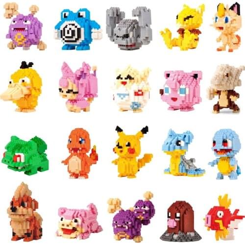 Pokemon Building Blocks Action Figure Beads Pocket Monster Pikachu Game Graphics Doll Poke Diamond Mini Model Collect Toy