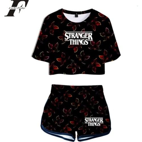 Kpop Stranger Things D Print Two Pieces sets Women Horror TV series Stranger Thing tracksuit Harajuku shorts Clothes