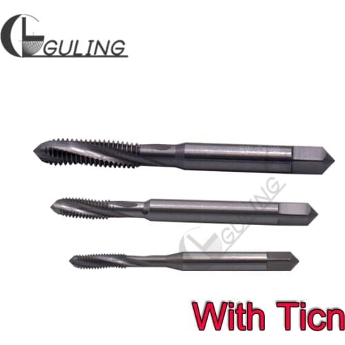 Metric Tungsten Steel With Ticn Spiral Fluted Tap M2 M2.5 M3 M4 M5 M6 M8 M10 M12 X0.8 Machine Screw Thread Taps For HRC 55°-62