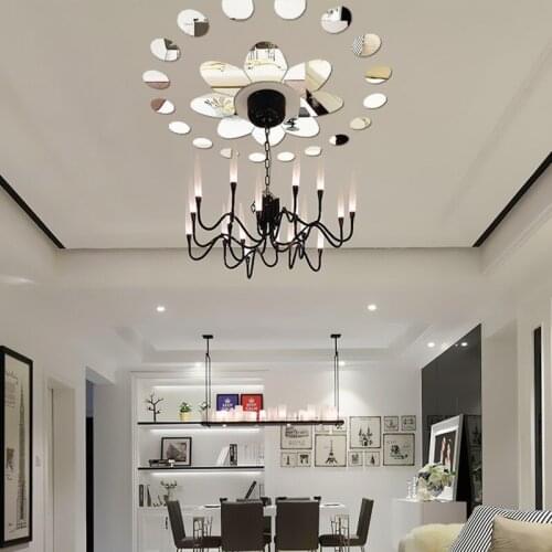 Lovely Decorative Sticker 3D Mirror Wall Stickers Bedroom Living Room Kitchen Wall Decor Kids Room Lamp Ceiling Decoration